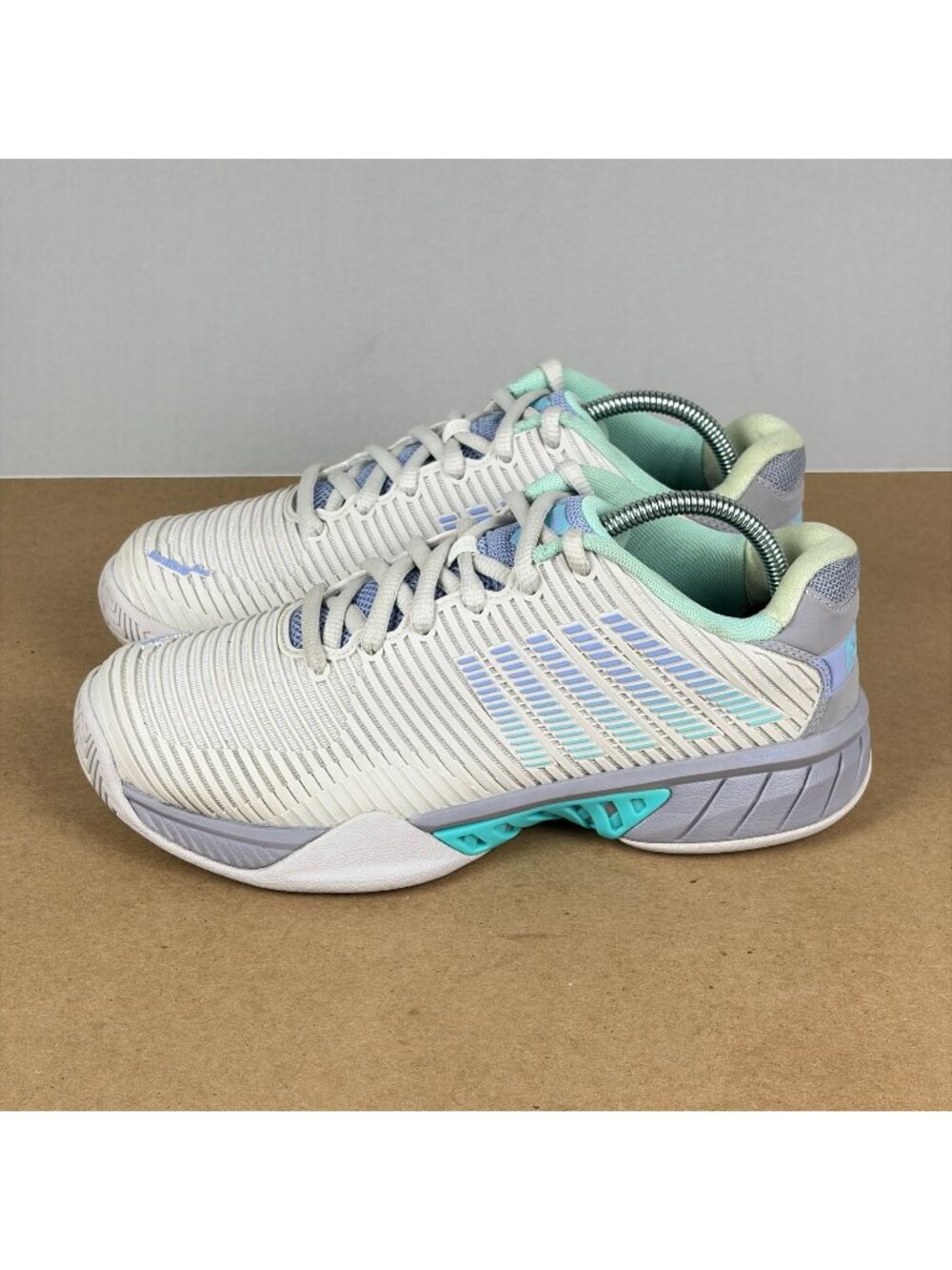 K-Swiss Hypercourt Express 2 Tennis Shoes Womens 7.5 White Blue DuraWrap
